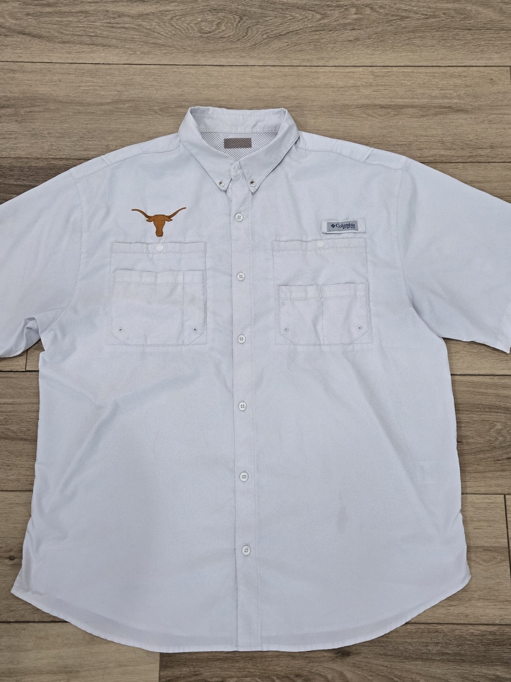 Columbia Men's Short-Sleeve Button Shirt Cool Grey SZ 2X UT Longhorns Football